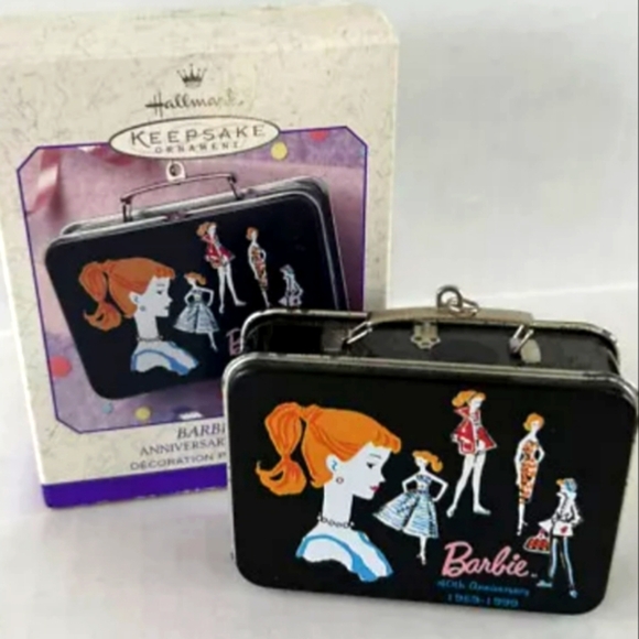 Christmas Ornament Barbie Lunchbox Hallmark Keepsake Anniversary Edition 1999 - Picture 1 of 7